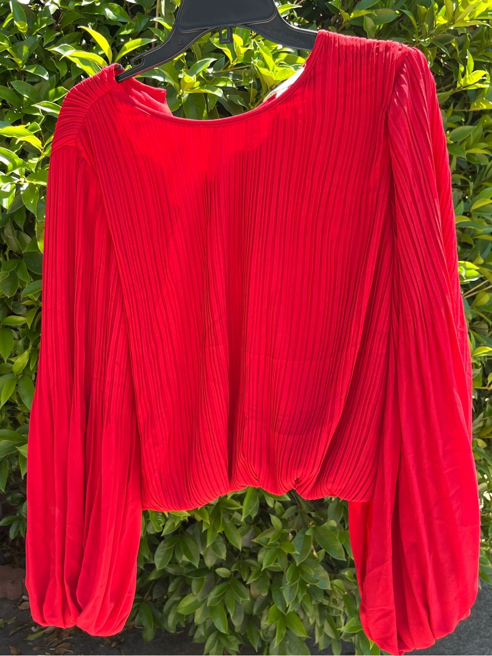 Pinch Vibrant Red Pleated Long-Sleeve Blouse